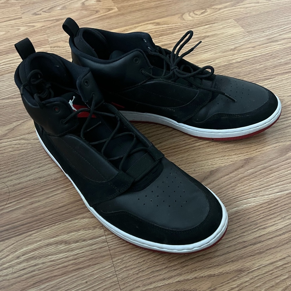 Black white and red gently worn size 13 Nike Jordan sneakers
